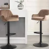 Barkruk Van Velours En Zwart Metaal - Verstelbare Hoogte - Beige - Eleana-Vente-unique Hot