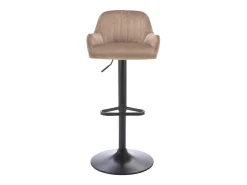Barkruk Van Velours En Zwart Metaal - Verstelbare Hoogte - Beige - Eleana-Vente-unique Hot