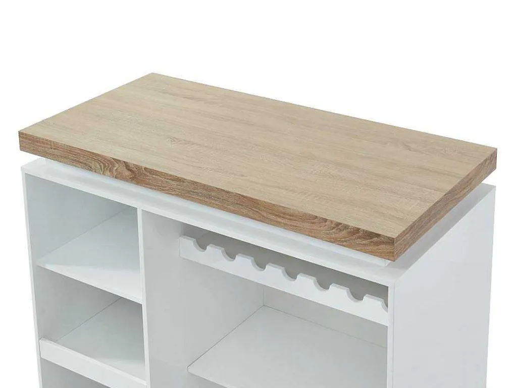 Barmeubel Halo Ii - Wit Gelakt Mdf - Leds - Wit En Eik-Vente-unique New