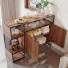 Barmeubel, Laag Dressoir - 2 Deuren En 4 Nissen - Mdf - Industriele Stijl - Kleuren: Bruin En Zwart-Vente-unique New