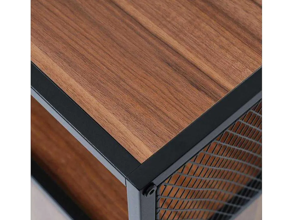 Barmeubel, Laag Dressoir - 2 Deuren En 4 Nissen - Mdf - Industriele Stijl - Kleuren: Bruin En Zwart-Vente-unique New