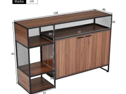 Barmeubel, Laag Dressoir - 2 Deuren En 4 Nissen - Mdf - Industriele Stijl - Kleuren: Bruin En Zwart-Vente-unique New