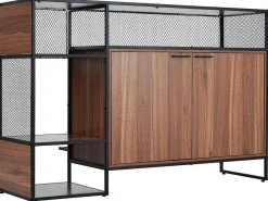 Barmeubel, Laag Dressoir - 2 Deuren En 4 Nissen - Mdf - Industriele Stijl - Kleuren: Bruin En Zwart-Vente-unique New