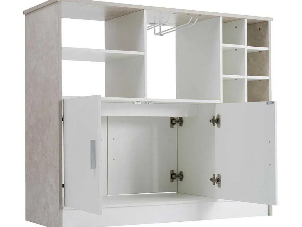 Barmeubel, Laag Dressoir Met Opbergruimte - Mdf - Eigentijdse Stijl - Kleuren: Grijs En Wit-Vente-unique Sale