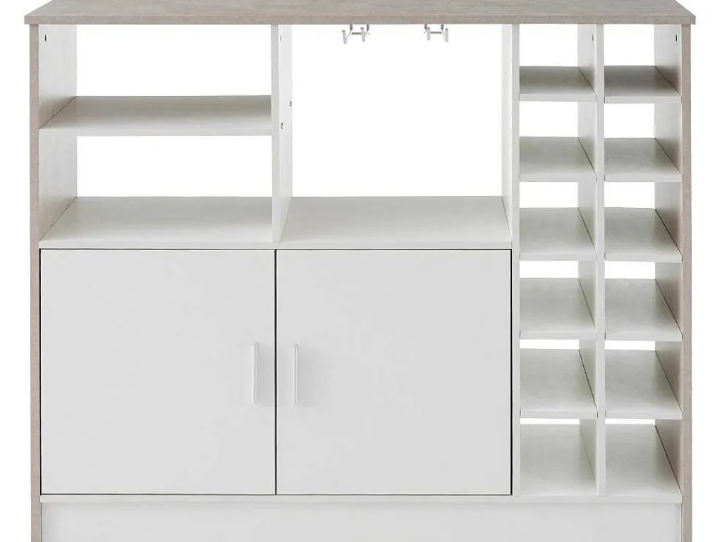 Barmeubel, Laag Dressoir Met Opbergruimte - Mdf - Eigentijdse Stijl - Kleuren: Grijs En Wit-Vente-unique Sale