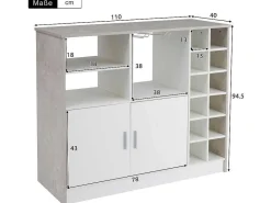 Barmeubel, Laag Dressoir Met Opbergruimte - Mdf - Eigentijdse Stijl - Kleuren: Grijs En Wit-Vente-unique Sale