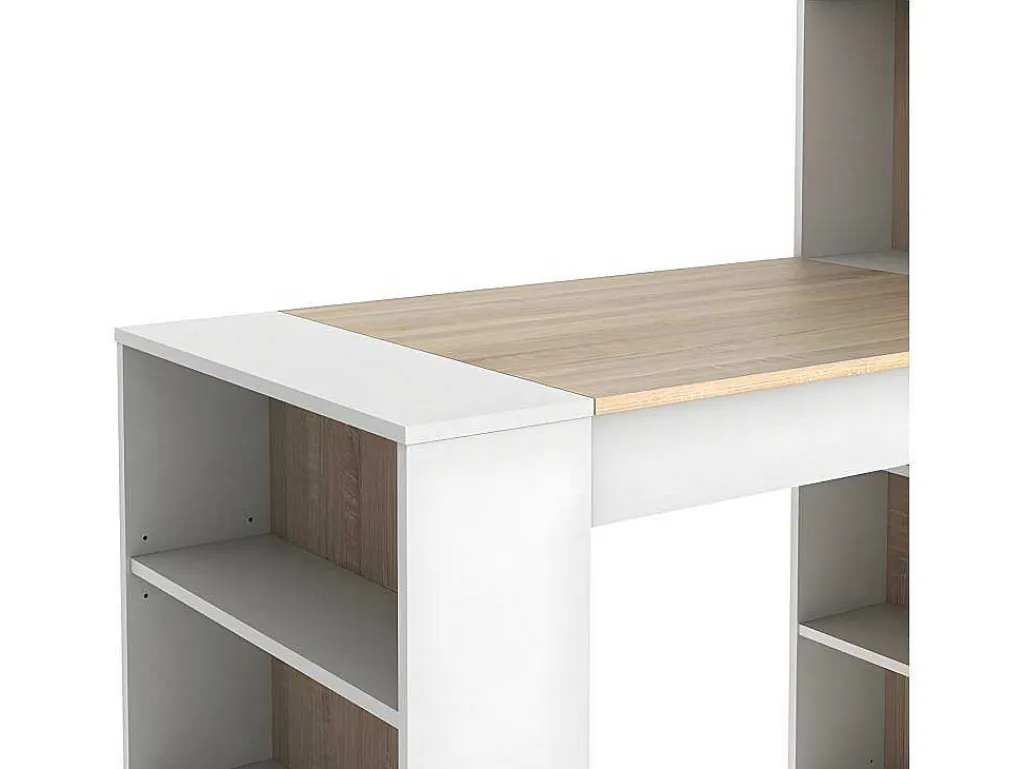 Barmeubel Met Opbergruimtes - Mdf - Naturel En Wit - Skarn-Vente-unique Discount