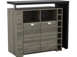 Barmeubel Meteorite - 2 Deuren & 2 Nissen - Mdf Blad Met Granieteffect-Vente-unique Discount