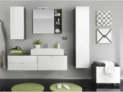 Beach Badkamerkast 1 Deur Grijs, Wit Hoogglans.-Trendteam Best