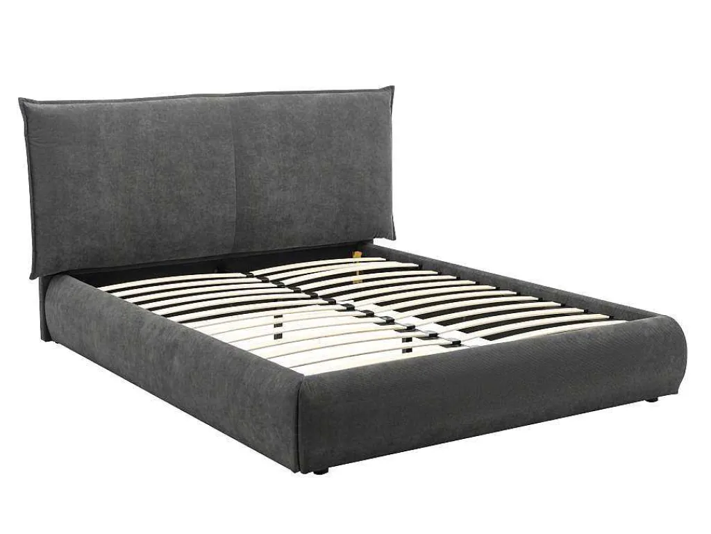 Bed 160 X 200 Cm - Ribfluweel - Antraciet - Sonetri-Vente-unique Best