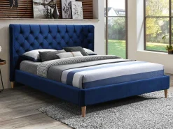 Bed 140 X 190 Cm Met Hoofdbord Met Capitonnage - Velours - Koningsblauw - Enodi-Vente-unique Online