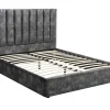 Bed 140 X 190 Cm Met Hoofdbord Met Verticale Stiksels - Velours - Antraciet - Feroya-Vente-unique Hot