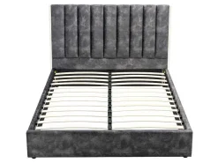 Bed 140 X 190 Cm Met Hoofdbord Met Verticale Stiksels - Velours - Antraciet - Feroya-Vente-unique Hot