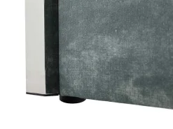 Bed 140 X 190 Cm Met Hoofdbord Met Verticale Stiksels - Velours - Groenblauw + Matras - Feroya-Vente-unique Clearance