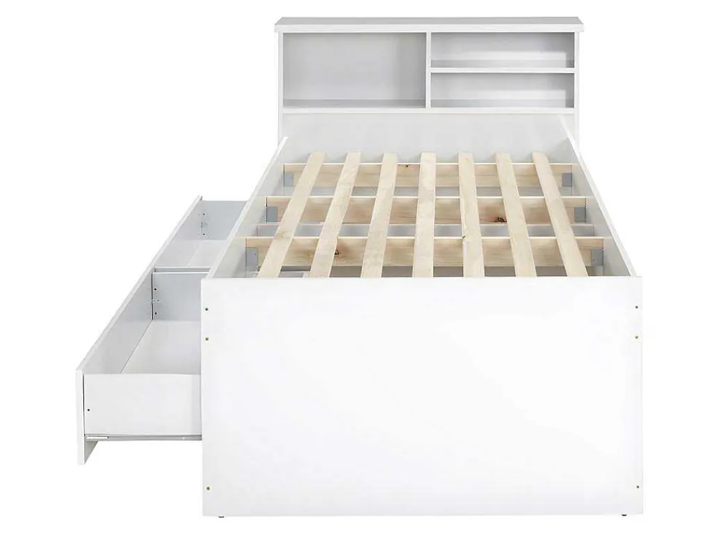 Bed Boris Met Laden En Opbergruimte - Wit - 90X190 Cm-Vente-unique Online