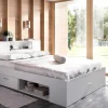 Bed Leandre Met Hoofdeinde, Opbergruimte En Lades - 160 X 200 Cm - Kleur: Wit-Vente-unique Discount