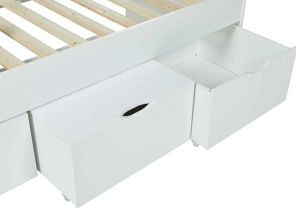 Bed Louane Met 2 Lades En 1 Opbergruimte - 90 X 190 Cm - Wit-Vente-unique New