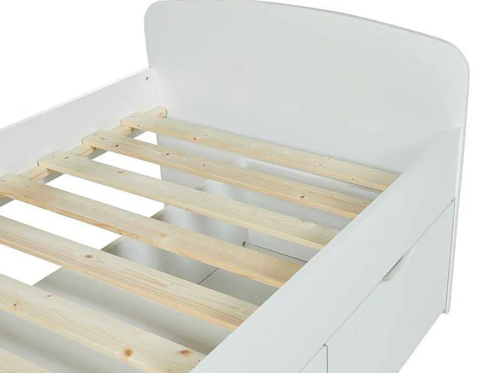 Bed Louane Met 2 Lades En 1 Opbergruimte - 90 X 190 Cm - Wit-Vente-unique New