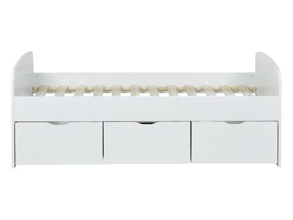 Bed Louane Met 2 Lades En 1 Opbergruimte - 90 X 190 Cm - Wit-Vente-unique New