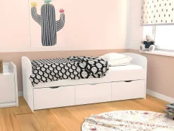 Bed Louane Met 2 Lades En 1 Opbergruimte - 90 X 190 Cm - Wit-Vente-unique New