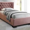Bed Massimo Gestoffeerde Hoofdeinde Met Capitons - 90X200 Cm - Roze Fluweel-Vente-unique Online