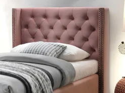 Bed Massimo Gestoffeerde Hoofdeinde Met Capitons - 90X200 Cm - Roze Fluweel-Vente-unique Online