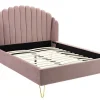 Bed Met Glooiend Hoofdeinde - 160 X 200 Cm - Fluweel - Oud Roze - Sagali-Vente-unique