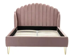 Bed Met Glooiend Hoofdeinde - 160 X 200 Cm - Fluweel - Oud Roze - Sagali-Vente-unique