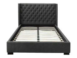Bed Met Hoofdbord Met Capitonnage - 140 X 200 Cm - Stof - Grijs - Massimo-Vente-unique