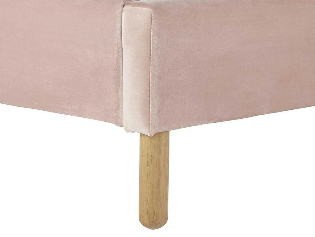 Bed Met Hoofdeinde In Schelpvorm90X190 Cm - Fluweel - Roze - Met Matras - Moana-Vente-unique New