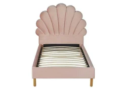 Bed Met Hoofdeinde In Schelpvorm 90 X 190 Cm - Fluweel - Roze - Moana-Vente-unique Discount