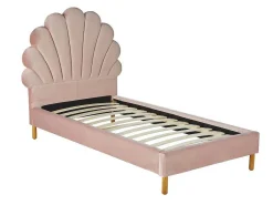 Bed Met Hoofdeinde In Schelpvorm 90 X 190 Cm - Fluweel - Roze - Moana-Vente-unique Discount