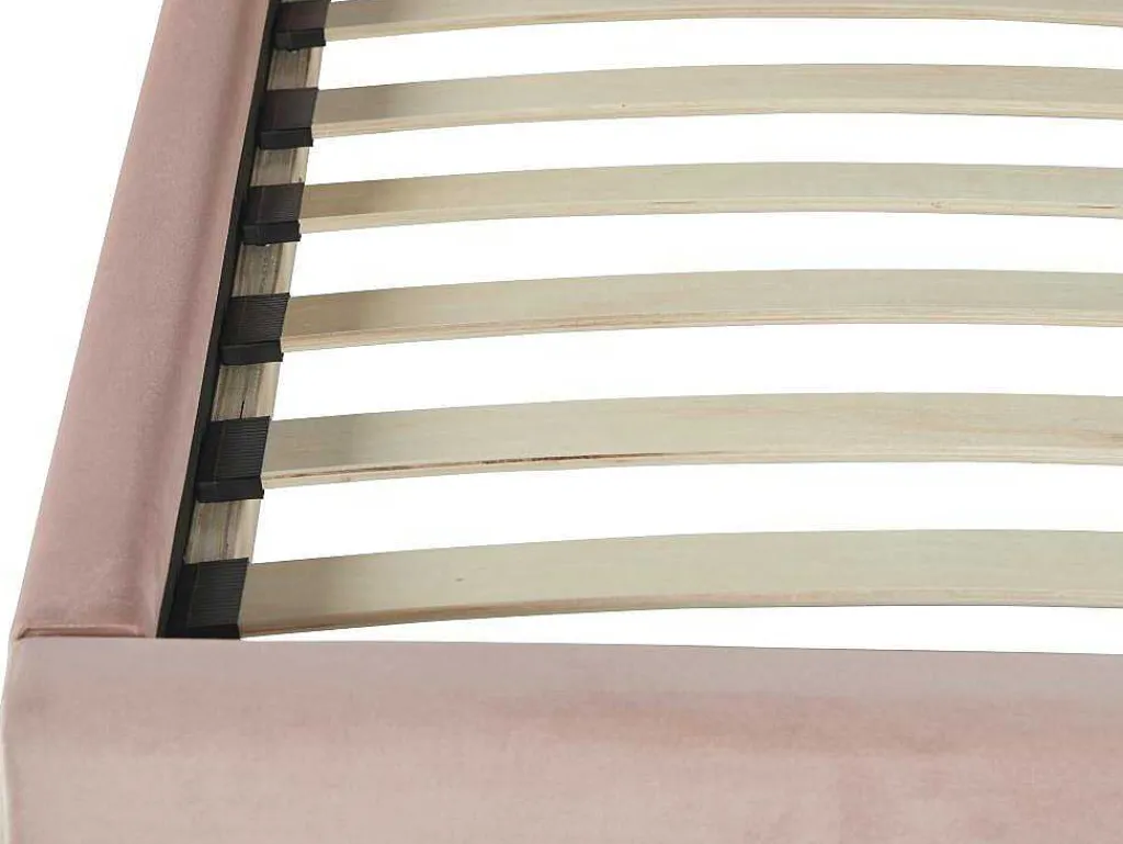 Bed Met Hoofdeinde In Schelpvorm 90 X 190 Cm - Fluweel - Roze - Moana-Vente-unique Discount