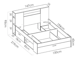 Bed Met Hoofdeinde Met Opbergruimte En Lades - 140 X 190 Cm - Kleur: Wit + Bedbodem + Matras - Leandre-Vente-unique Best