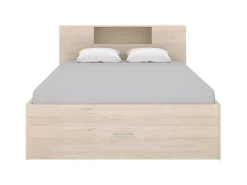 Bed Met Hoofdeinde, Opbergruimte En Lades - 160 X 200 Cm - Eikenkleur - Leandre-Vente-unique Clearance