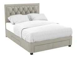 Bed Met Lades - Fluweel Champagnekleur - 140X190 Cm - Leopold-Vente-unique New