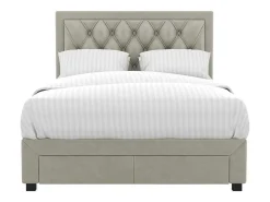 Bed Met Lades - Fluweel Champagnekleur - 140X190 Cm - Leopold-Vente-unique New