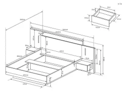 Bed Met Nachtkastjes 160 X 200 Cm - 2 Laden - Met Led'S - Kleur : Naturel En Antraciet - Francoli-Vente-unique Best
