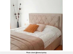 Bed Met Opbergruimte - Stof - Kleur: Champagne - 180 X 200 Cm - Leopold-Vente-unique Hot
