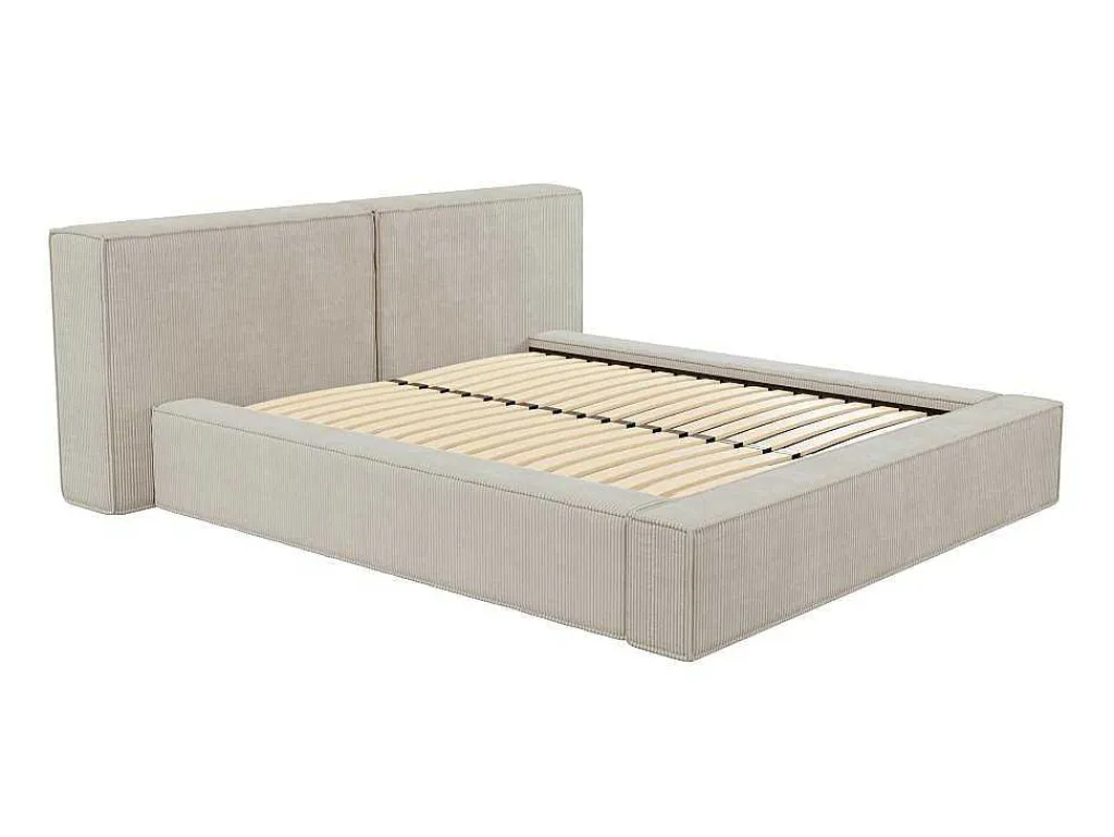 Bed Met Opbergruimte 180 X 200 Cm - Ribfluweel - Beige + Matras - Timano-PASCAL MORABITO New