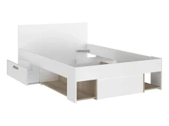 Bed Met Opbergruimte 120 X 190 Cm Wit En Houtlook Kinselia-Vente-unique Clearance
