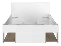 Bed Met Opbergruimte 120 X 190 Cm Wit En Houtlook Kinselia-Vente-unique Clearance