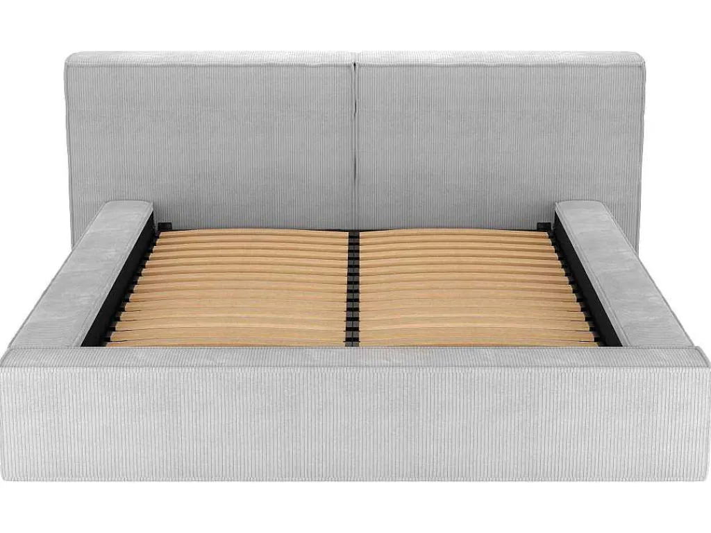 Bed Met Opbergruimte 180 X 200 Cm - Ribfluweel - Lichtgrijs + Matras - Timano-PASCAL MORABITO New