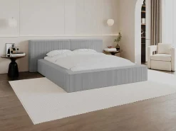 Bed Met Opbergruimte 180 X 200 Cm - Ribfluweel - Lichtgrijs - Timano - Van-PASCAL MORABITO Outlet