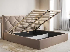 Bed Met Opbergruimte 160 X 200 Cm - Velours - Beige - Stari Van - Van-PASCAL MORABITO Hot