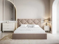 Bed Met Opbergruimte 160 X 200 Cm - Velours - Beige - Stari Van - Van-PASCAL MORABITO Hot