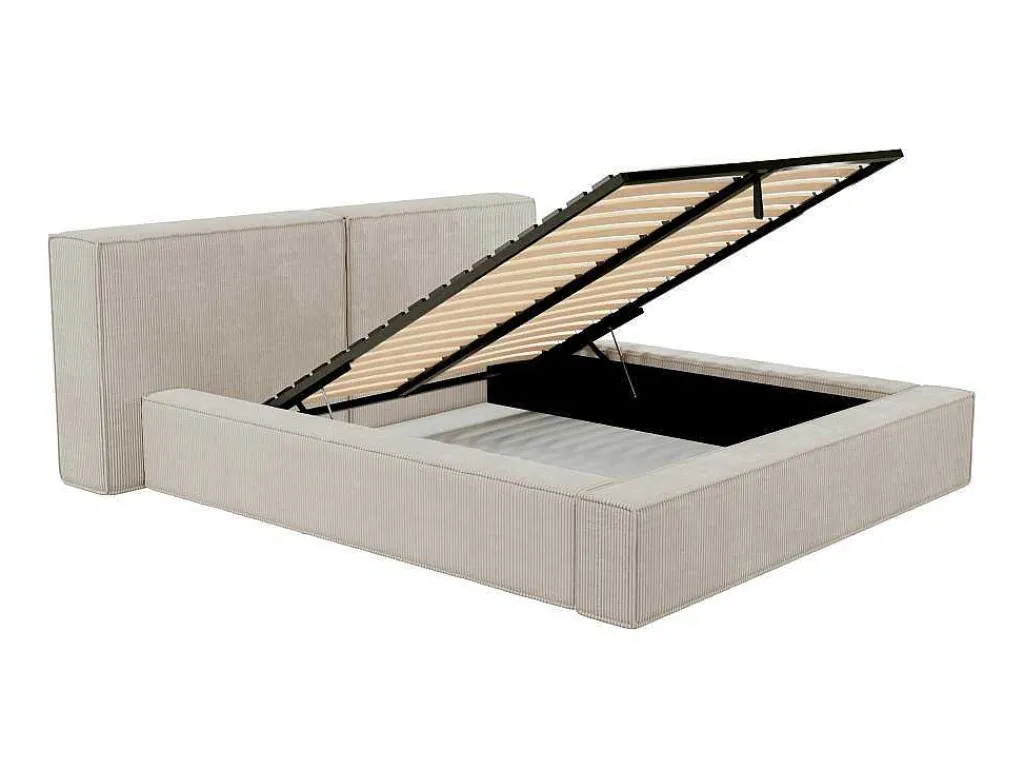 Bed Met Opbergruimte 160 X 200 Cm - Ribfluweel - Beige + Matras - Timano-PASCAL MORABITO Hot