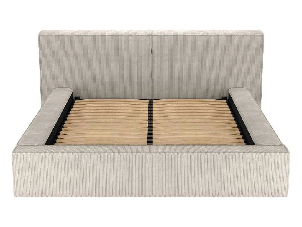 Bed Met Opbergruimte 160 X 200 Cm - Ribfluweel - Beige + Matras - Timano-PASCAL MORABITO Hot