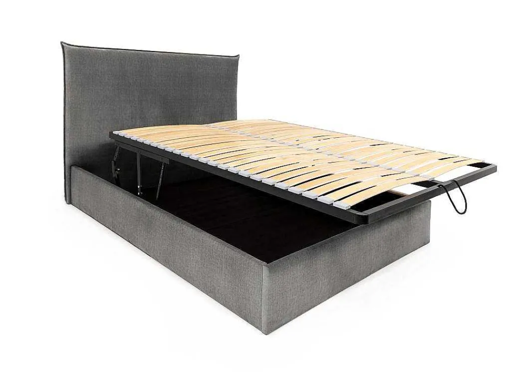Bed Met Opbergruimte 140 X 200 Cm - Velours - Grijs - Soryo - Van-PASCAL MORABITO Discount