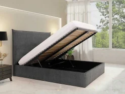 Bed Met Opbergruimte 140 X 200 Cm - Velours - Grijs - Soryo - Van-PASCAL MORABITO Discount